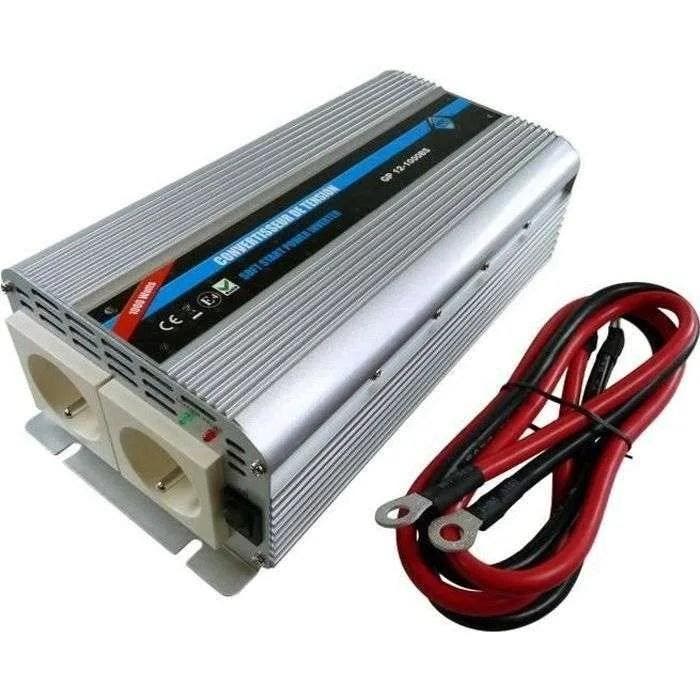 HTC Voltage Converter 12/220 V 1000 W met 2 stopcontacten..., Auto diversen, Auto-accessoires, Nieuw, Verzenden