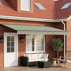 vidaXL Elektrisch Uittrekbaar Zonnescherm Groen, Wit,, Verzenden, Nieuw