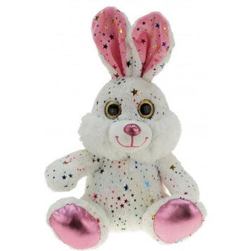 Pluche witte paashaas knuffel - sterretjes - 25 cm, Verzenden, Nieuw