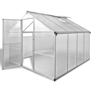 vidaXL Tuinkas met basisframe 6,05 m² versterkt aluminium, Tuin en Terras, Kassen, Verzenden, Nieuw