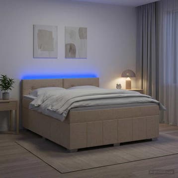 vidaXL Boxspringbed met matras Crèmekleurig 140 x 200 cm, Verzenden, Nieuw, Crème