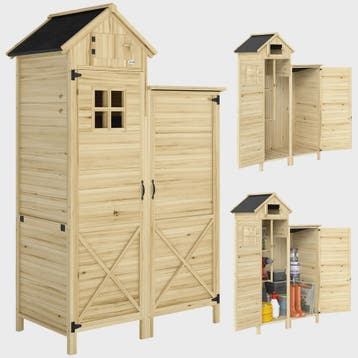 Outsunny Houten Tuinkast met Dubbele Zone en Verwijderbare P, Tuin en Terras, Verzenden, Nieuw