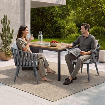 Stoel Lugano in rope-design met aluminium frame - antraciet, Verzenden, Nieuw