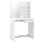 Kaptafel met krukje en spiegel 141x75x39,7 cm wit, Verzenden, Nieuw
