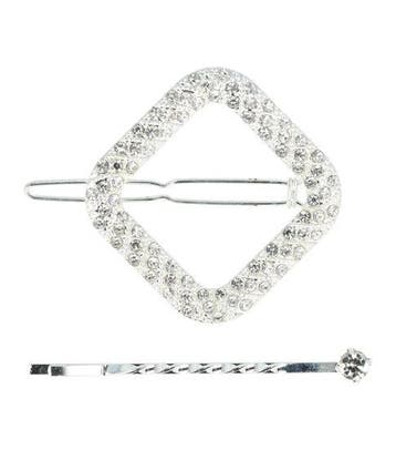 Haarspeld Haarclip 4,5cm - Vierkant - Glitter Steentjes -, Nieuw
