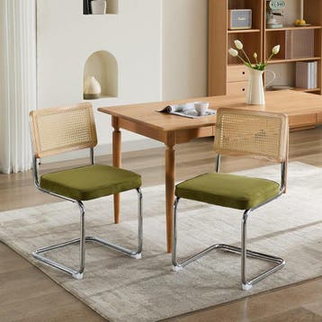 Eetkamerstoelen - Set van 2 - Met Rugleuning - Fluweel - Gro, Verzenden, Zo goed als nieuw
