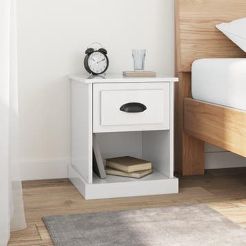 vidaXL Nachtkastje 39x39x47,5 cm bewerkt hout hoogglans wit, Huis en Inrichting, Slaapkamer | Nachtkastjes, Minder dan 45 cm, Verzenden