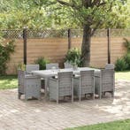 vidaXL Tuin eettafelset 9 pcs Lichtgrijs Polypropyleen, Verzenden, Nieuw, Meer dan 8 zitplaatsen