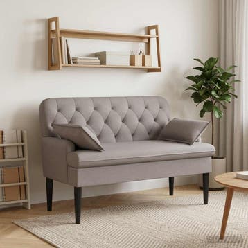 vidaXL Loungebank met knopencomfort Taupe 111 x 68 x 80 cm, Verzenden, Nieuw, Stof, Minder dan 150 cm