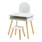 Kaptafel Ovanåker met krukje en spiegel voor kinderen nature, Verzenden, Nieuw