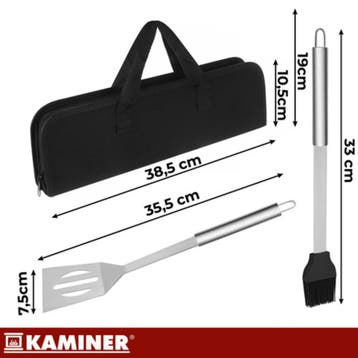 Kaminer Barbecue set met tang, spatel en borstel in stevi..., Ophalen of Verzenden, Nieuw