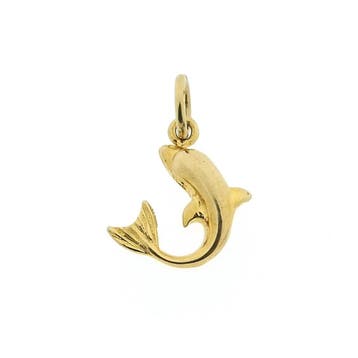 Gouden hanger van een dolfijn (Hanger of bedel), Sieraden, Tassen en Uiterlijk, Bedels, Ophalen of Verzenden, Gebruikt, Goud, Overige merken