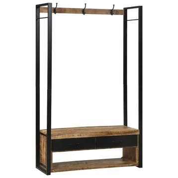 vidaXL Kledingrek met lade Bruin 110 x 40 x 179 cm Massief, Verzenden, Nieuw