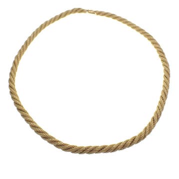 Gouden gedraaide mesh schakelcollier (Ketting), Ophalen of Verzenden, Gebruikt, Goud, Goud