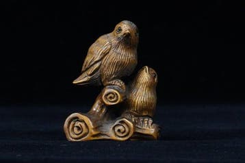 Absolute veiling - Gesigneerde Gyokuzan mus netsuke - Met de