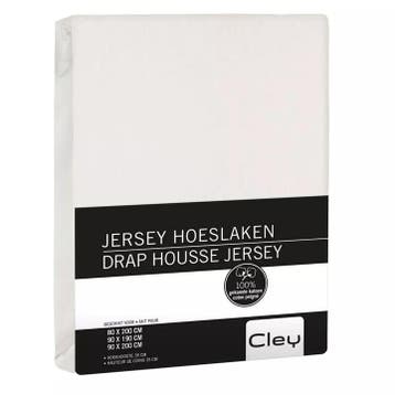 Jersey hoeslaken matras (max. 26 cm) - 120/210 , Ecru, Verzenden, Nieuw, Eenpersoons, Matras