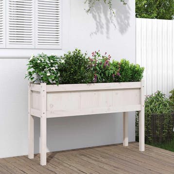 vidaXL Plantenbak met poten 110x31x70 cm massief grenenhout, Verzenden, Minder dan 60 cm, Nieuw, 60 cm of meer