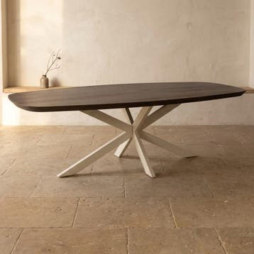 Deens ovale eettafel Madison Bruin Poot Zand Mangohout 200, Huis en Inrichting, Tafels | Eettafels, Ophalen of Verzenden, Nieuw