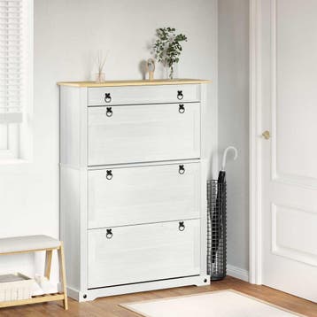 vidaXL Schoenenkast Corona Wit 99 x 32 x 138 cm Massief, Verzenden, Nieuw