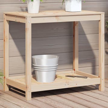 vidaXL Oppottafel met schap 82,5x50x75 cm massief grenenhout, Tuin en Terras, Verzenden, Nieuw