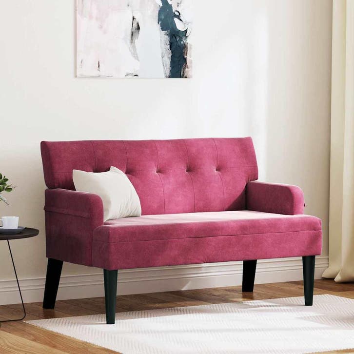 vidaXL Chesterfield Bank Wijnrood 112 x 65,5 x 75 cm Fluweel, Huis en Inrichting, Banken | Bankstellen, Nieuw, Minder dan 150 cm