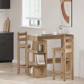 vidaXL Bartafel met opbergrek 100x48x101,5 cm artisanaal, Huis en Inrichting, Verzenden, Nieuw