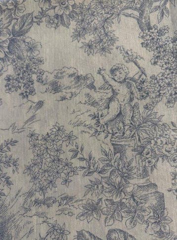 Klassieke cretonne-stof Toile de Jouy lichtblauw - Textiel -, Antiek en Kunst