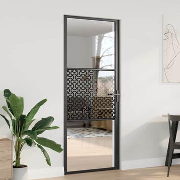 vidaXL Glazen deur 83 x 3,5 x 201,5 cm Aluminium Zwart, Doe-het-zelf en Verbouw, Deuren en Horren, Verzenden, Nieuw