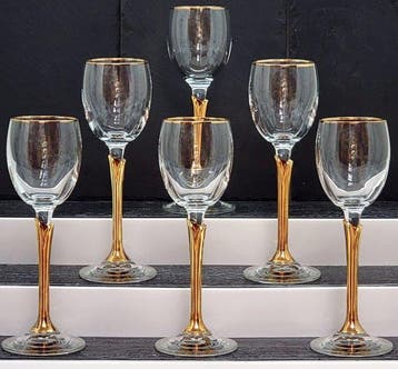 |- (6) x Exquisites Bohemia Kristallglas Set (Tschechien), Antiek en Kunst
