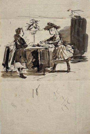 Henry Somm (1844-1907) - Scene dinterieur Parisien