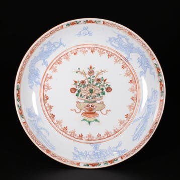 Schotel - Coupe Famille Verte et bleu à décor de dragons, de
