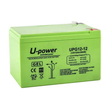 U-Power Faston F2 Hermetische Gelaccu, 12 Ah, 12V, 6.3mm, Verzenden, Nieuw