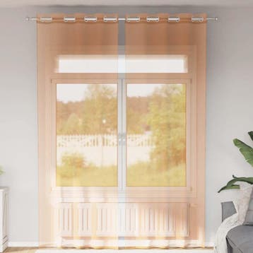 vidaXL Gordijnen voile met doorvoertules 2 st terracotta, Verzenden, Nieuw, Bruin