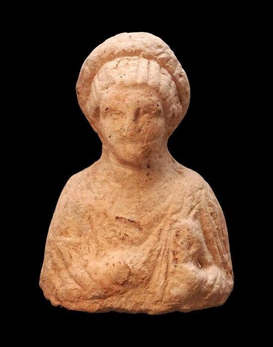 Oud-Romeins Terracotta - Votief borstbeeld - Jonge vrouw -, Verzamelen, Mineralen en Fossielen