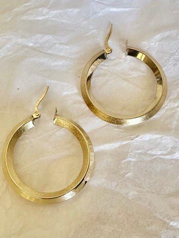 Oorbellen - 18 karaat Geel goud - Ring met dubbele afwerking, Nieuw
