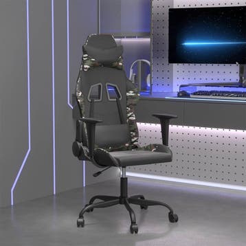 vidaXL Gamestoel kunstleer zwart en camouflage, Verzenden, Nieuw, Groen