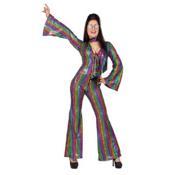 Disco Jumpsuit Rainbow Met Hoofdband, Ophalen of Verzenden, Nieuw