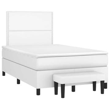 vidaXL Boxspring met matras kunstleer wit 120x190 cm, Overige materialen, Verzenden, Wit, Nieuw