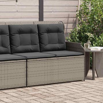 vidaXL Tuinbankje verstelbaar met kussens poly rattan grijs, Verzenden, Nieuw