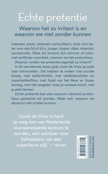 Echte pretentie 9789492478771 Joost de Vries, Verzenden, Gelezen, Joost de Vries