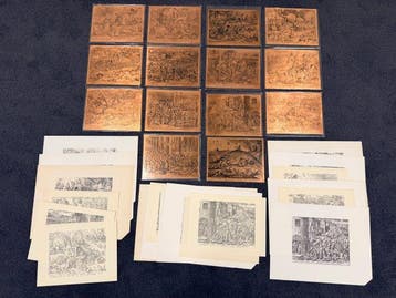 Kopergravure - Plaque (70) - Koper, Papier, Antiek en Kunst, Antiek | Wandborden en Tegels