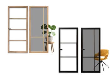 Eiken deuren met glas en staallook deuren | Binnendeuren, Doe-het-zelf en Verbouw, Deuren en Horren, 80 tot 100 cm, Binnendeur