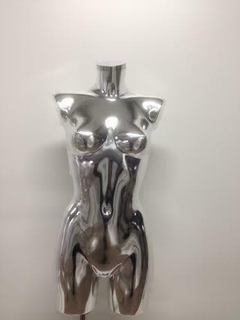 NIEUWE chromen zilveren  dames torso paspoppen buste, Ophalen