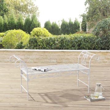 Tuinbank Cossila vintage metaal 147x46x70 cm wit, Verzenden, Nieuw