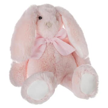 Konijn knuffel met strikje - zacht pluche - lichtroze - 30, Verzenden, Nieuw