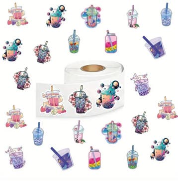 500x Stickers op rol BubbelTea, Ophalen of Verzenden, Nieuw, Meerdere stickers