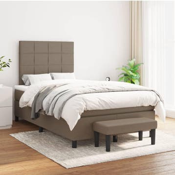 vidaXL Boxspring met matras stof taupe 120x200 cm, Verzenden, Nieuw, Twijfelaar, 120 cm