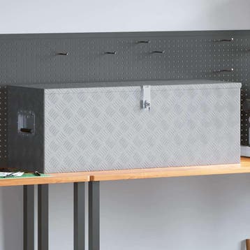 vidaXL Aluminium kist 110,5x38,5x40 cm zilverkleurig, Doe-het-zelf en Verbouw, Verzenden, Nieuw