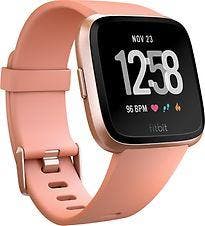 Fitbit Versa 34 mm aluminium roségoud met siliconen armband, Verzenden, Gebruikt