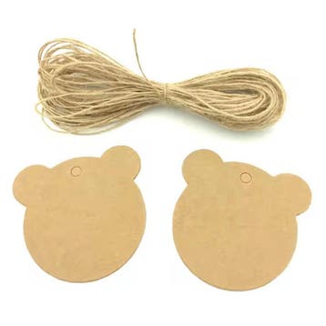 10 beren kaartjes bruin met jute touw, Hobby en Vrije tijd, Verzenden, Nieuw